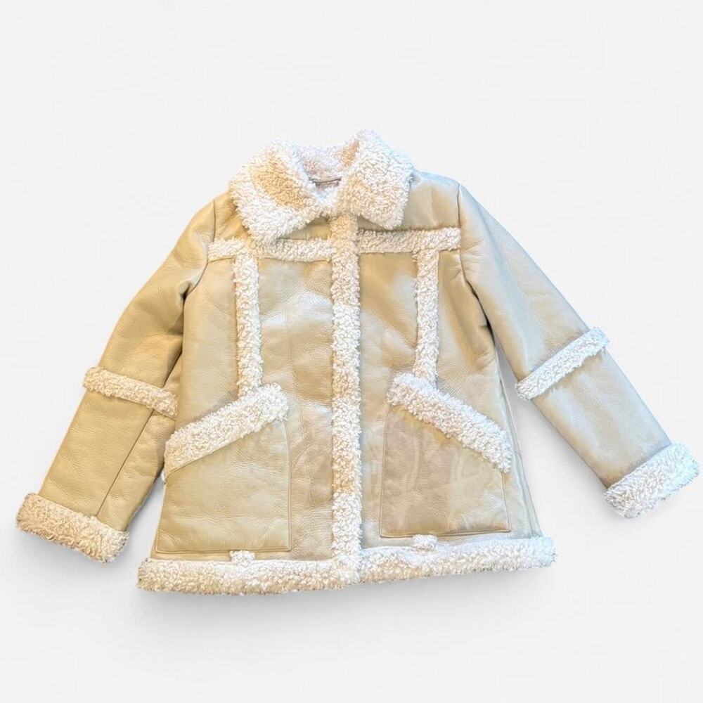 Urban outfitters cream faux fur jacket